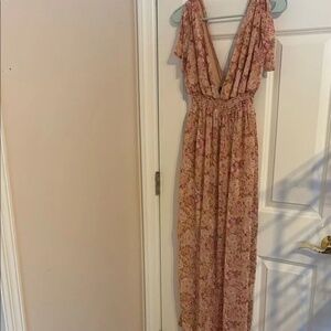 Forever 21 Floral Pink Maxi Dress - Size Small